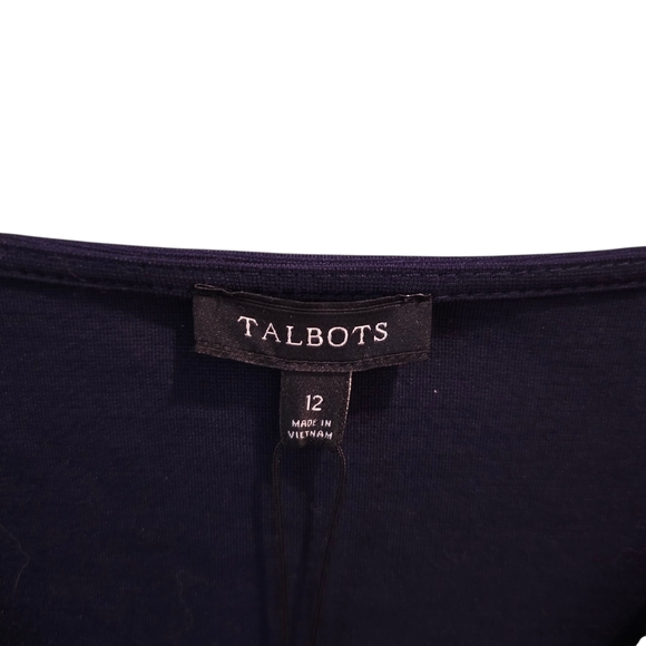 New Talbots Ponte Navy Long Sleeve Dress with Criss Cross Top - Picture 5 of 6